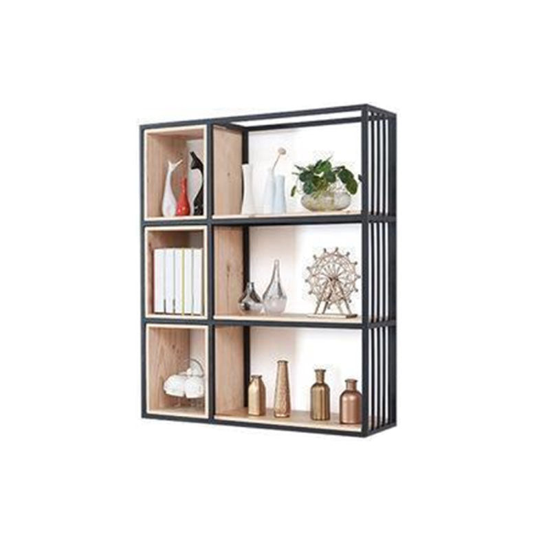 Modern Metal and Wooden Book Shelf Open Study Room Bookcase with Shelves