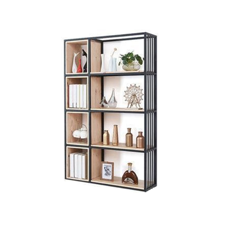 Modern Metal and Wooden Book Shelf Open Study Room Bookcase with Shelves