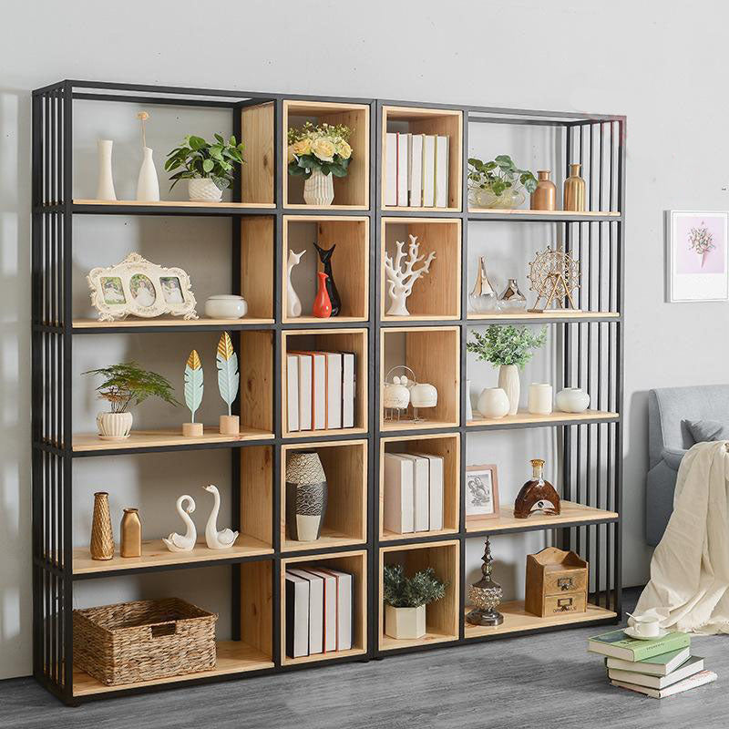 Modern Metal and Wooden Book Shelf Open Study Room Bookcase with Shelves