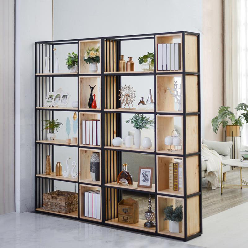 Modern Metal and Wooden Book Shelf Open Study Room Bookcase with Shelves