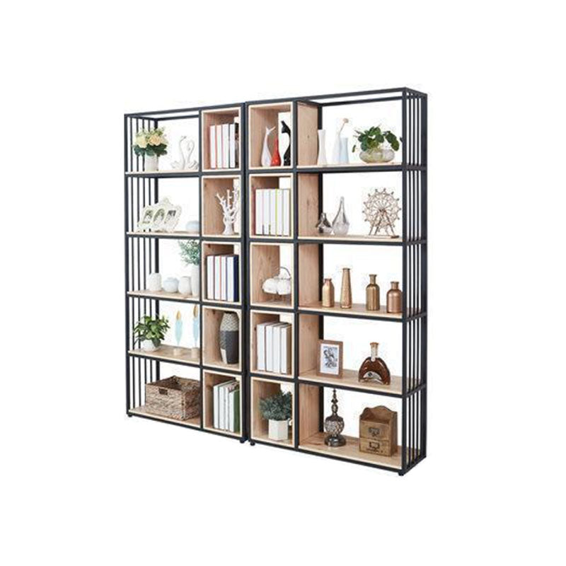 Modern Metal and Wooden Book Shelf Open Study Room Bookcase with Shelves