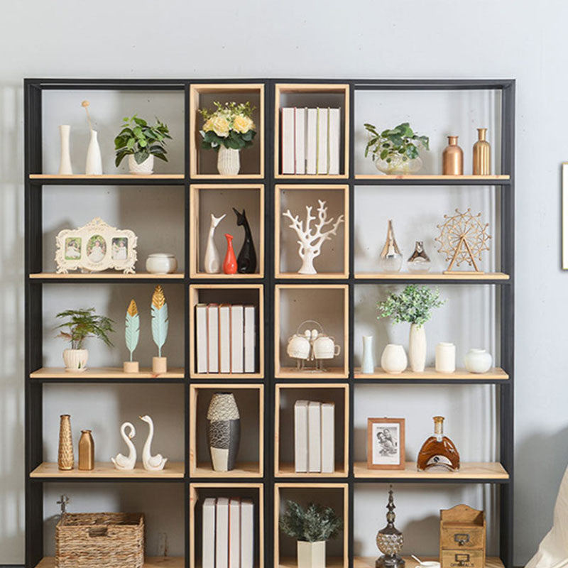 Modern Metal and Wooden Book Shelf Open Study Room Bookcase with Shelves