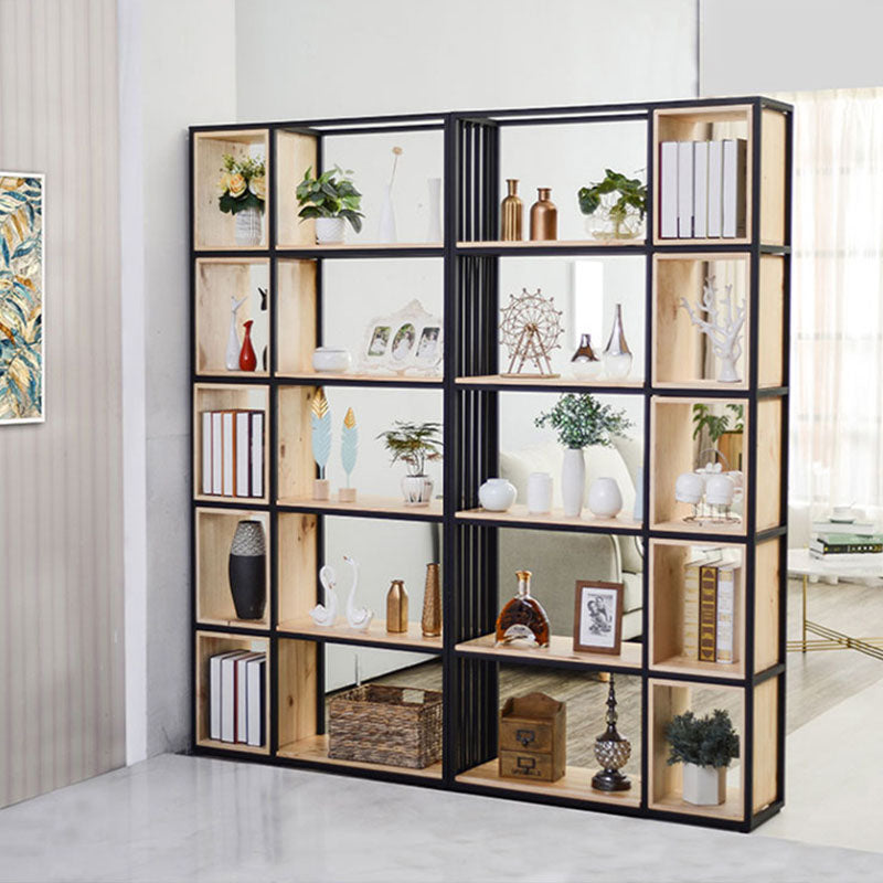 Modern Metal and Wooden Book Shelf Open Study Room Bookcase with Shelves