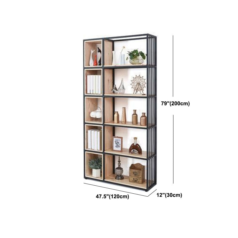 Modern Metal and Wooden Book Shelf Open Study Room Bookcase with Shelves