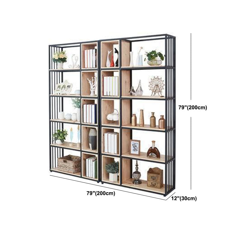 Modern Metal and Wooden Book Shelf Open Study Room Bookcase with Shelves