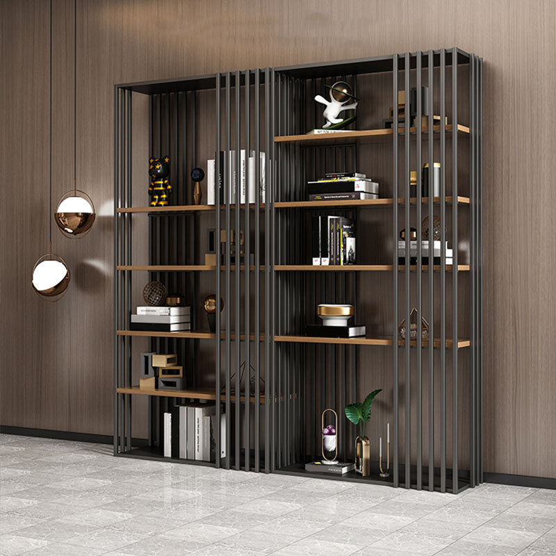 Contemporary Metal and Wooden Book Shelf Open Vertical Shelf Bookcase