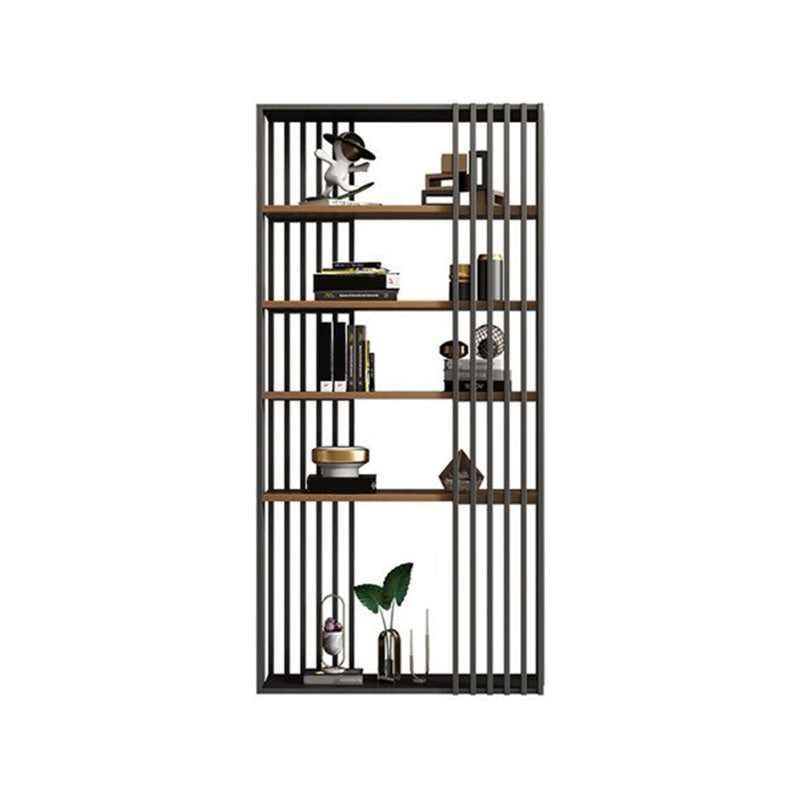 Contemporary Metal and Wooden Book Shelf Open Vertical Shelf Bookcase