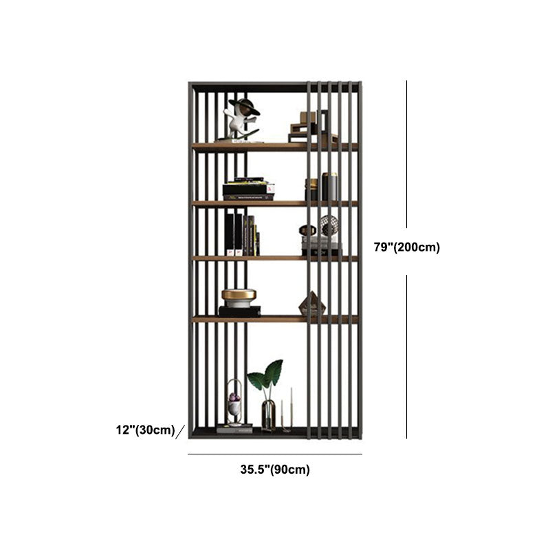 Contemporary Metal and Wooden Book Shelf Open Vertical Shelf Bookcase