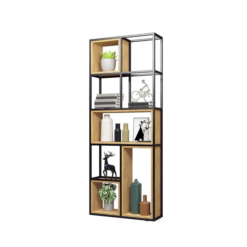 Contemporary Metal and Wooden Shelf Bookcase Open Bookcase for Office