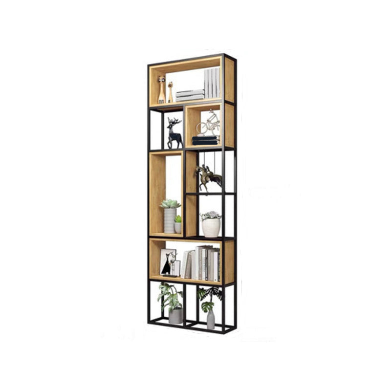 Contemporary Metal and Wooden Shelf Bookcase Open Bookcase for Office