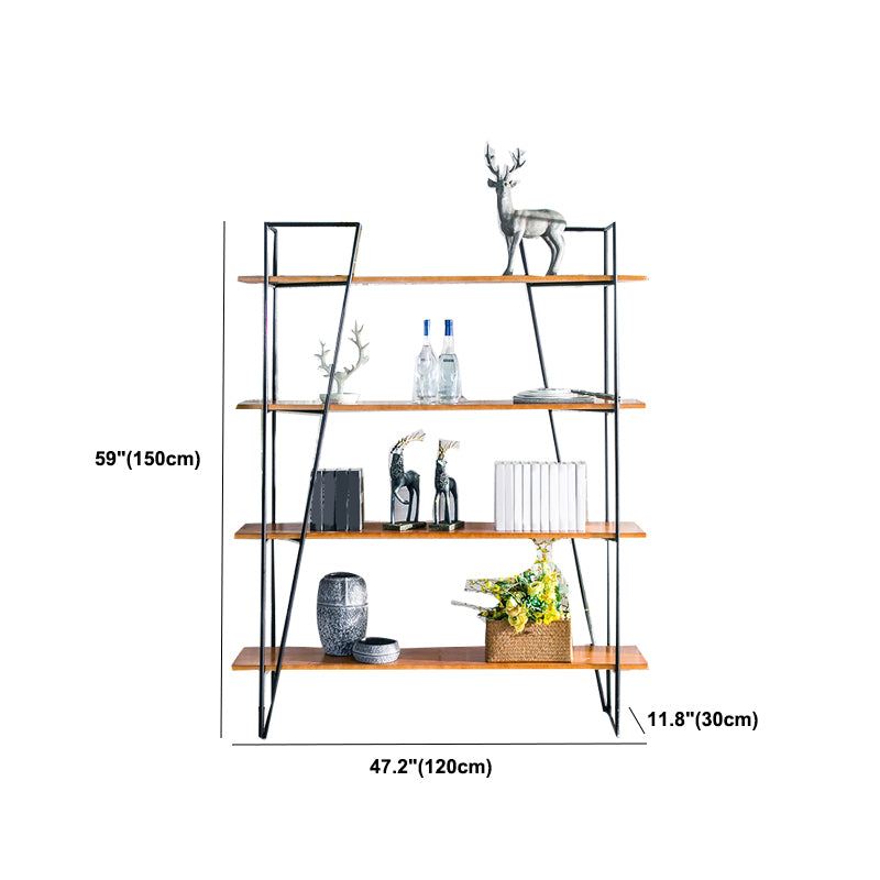 Modern Metal Bookshelf Brown Etagere Open Shelf Bookcase with Shelves