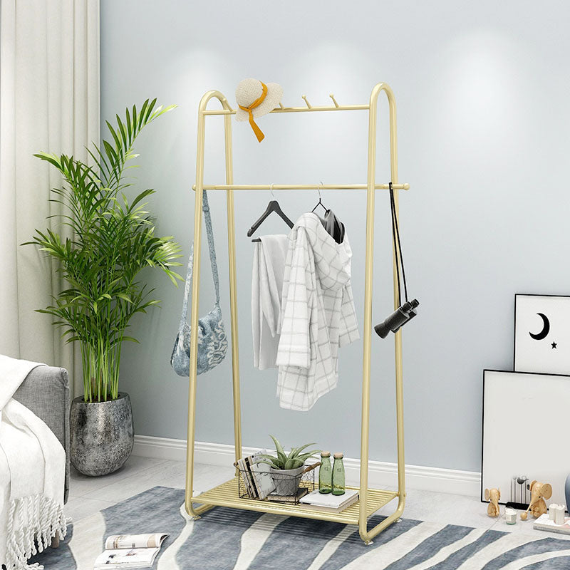 Entry Hall Tree Coat Rack Hooks and Storage Shelf Modern Metal Hall Stand