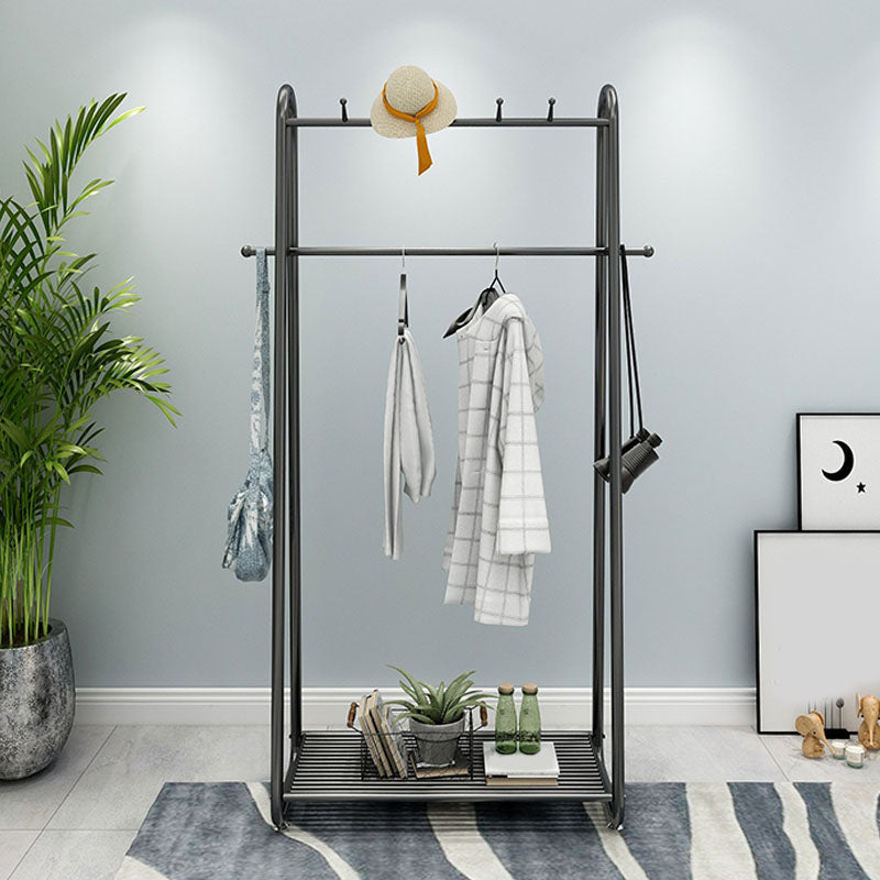 Entry Hall Tree Coat Rack Hooks and Storage Shelf Modern Metal Hall Stand