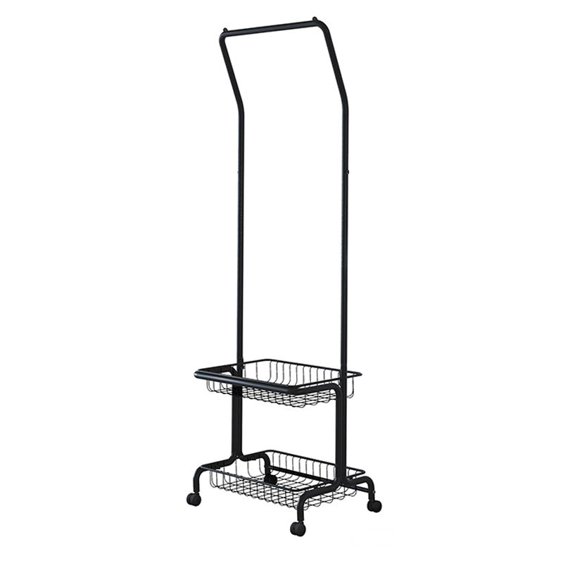 Modern Entryway Kit Coat Hanger Castors and Basket Storage Shelf Coat Rack