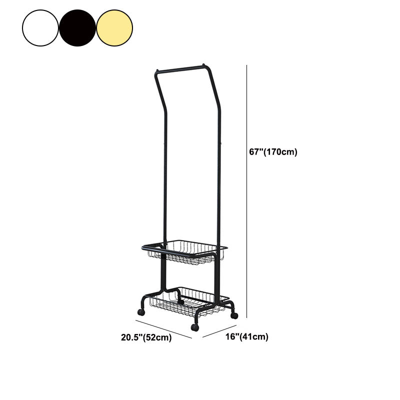 Modern Entryway Kit Coat Hanger Castors and Basket Storage Shelf Coat Rack