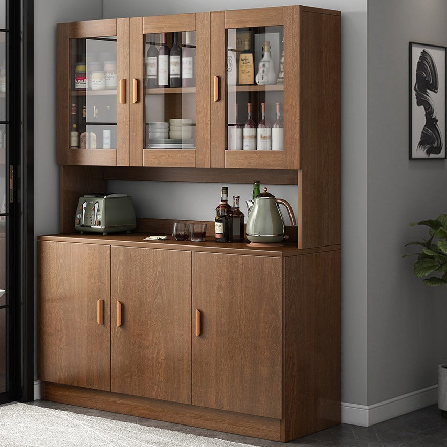 Glass Door Artificial Wood Sideboard Modern Server Cabinet with Storage for Dining Room