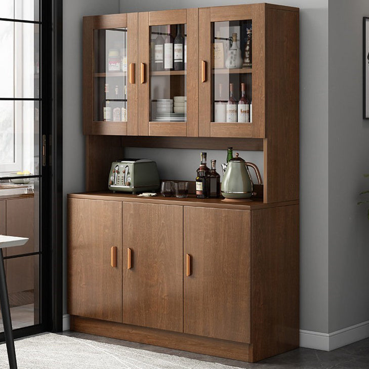 Glass Door Artificial Wood Sideboard Modern Server Cabinet with Storage for Dining Room