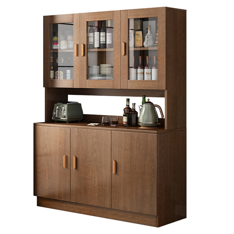 Glass Door Artificial Wood Sideboard Modern Server Cabinet with Storage for Dining Room