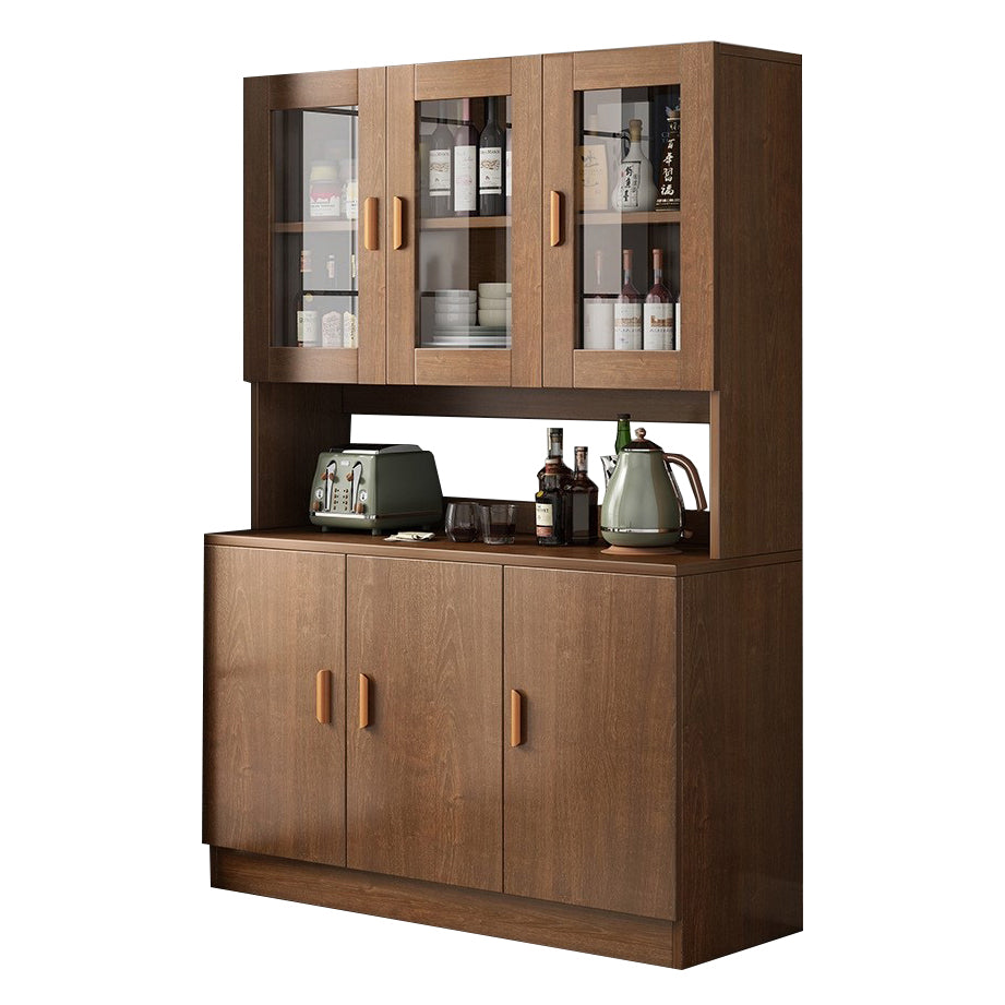 Glass Door Artificial Wood Sideboard Modern Server Cabinet with Storage for Dining Room