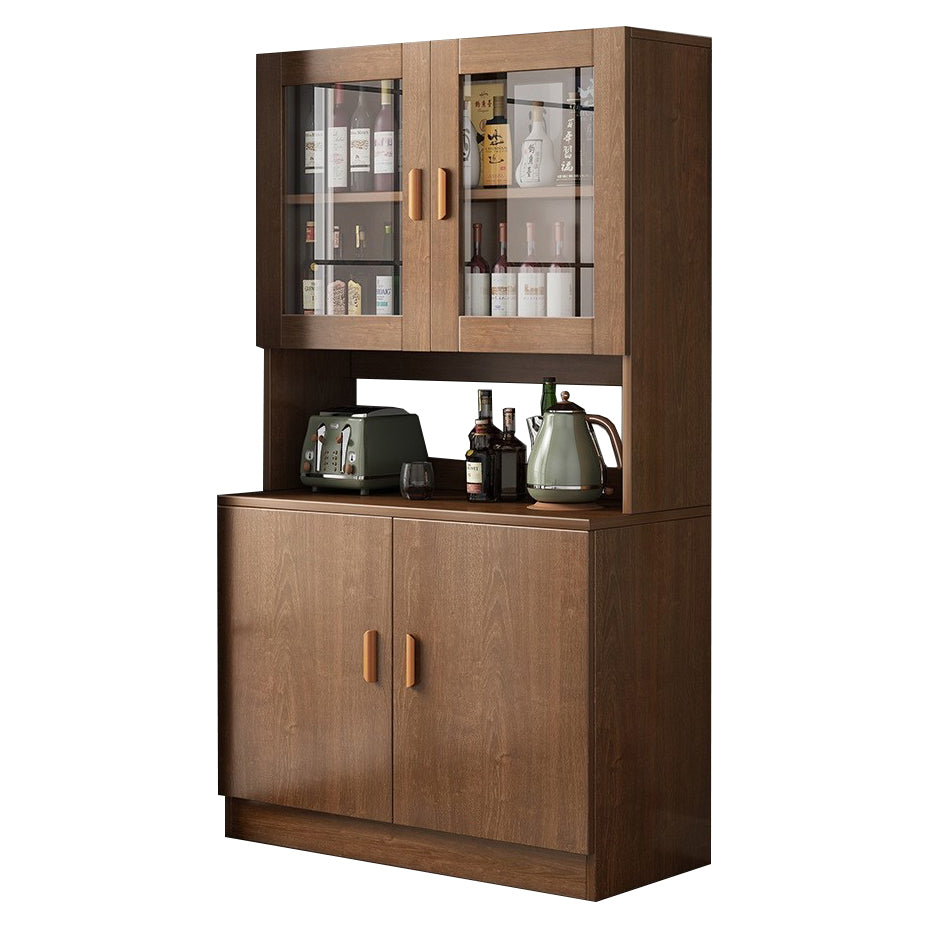 Glass Door Artificial Wood Sideboard Modern Server Cabinet with Storage for Dining Room