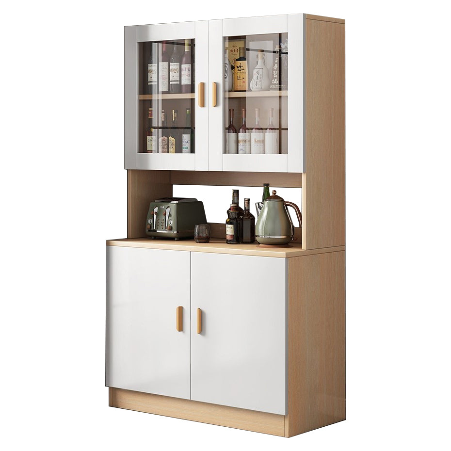 Glass Door Artificial Wood Sideboard Modern Server Cabinet with Storage for Dining Room