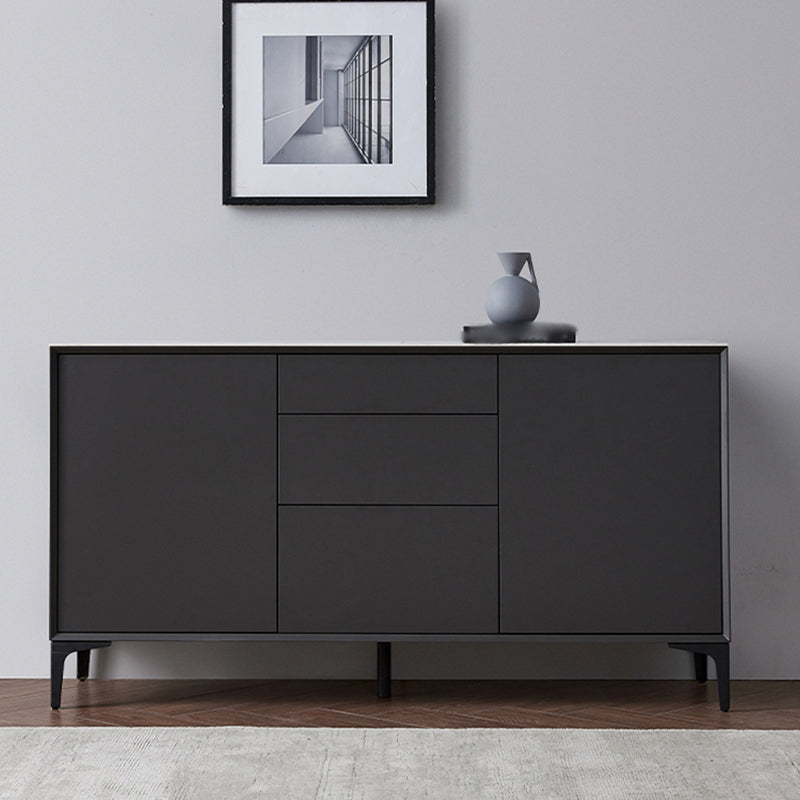 Dining Room Grey Sideboard Table Wood and Stone Modern Side Board with Drawers