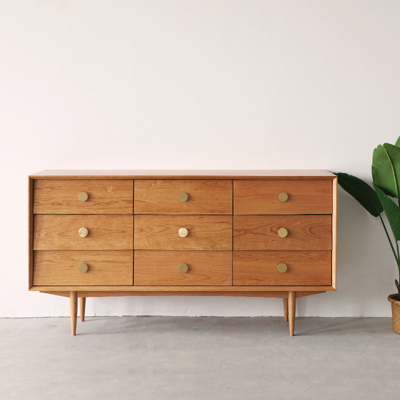 Glam Style 9 Drawer Buffet Wood Top Sideboard for Living Room