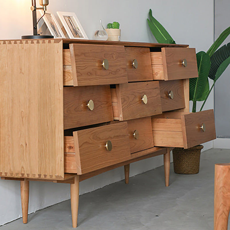 Glam Style 9 Drawer Buffet Wood Top Sideboard for Living Room