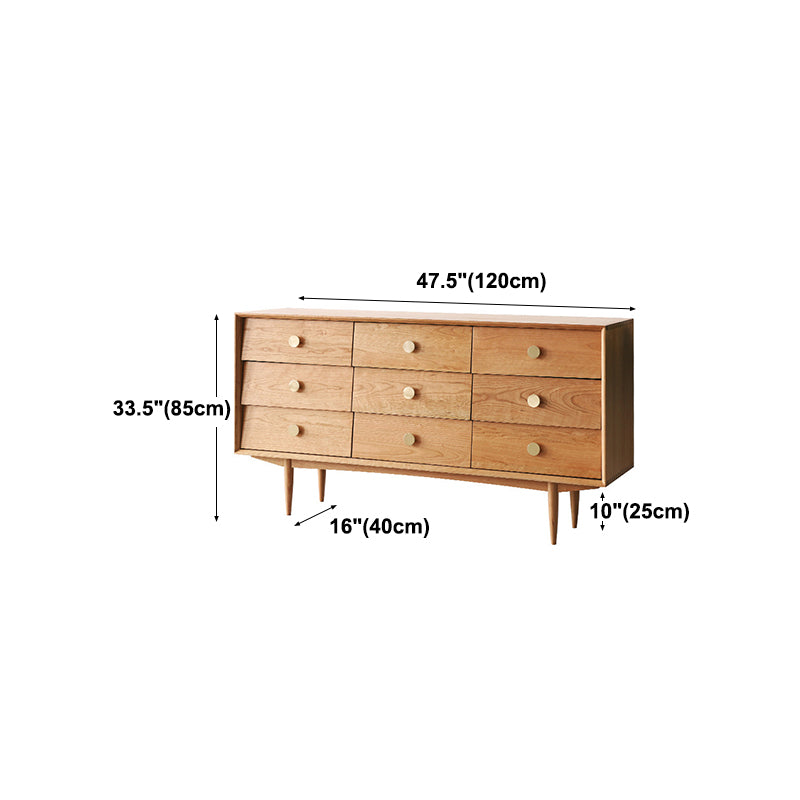 Glam Style 9 Drawer Buffet Wood Top Sideboard for Living Room