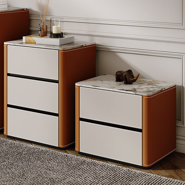 Modern Style Multi Drawer Buffet Stone Top Sideboard for Living Room