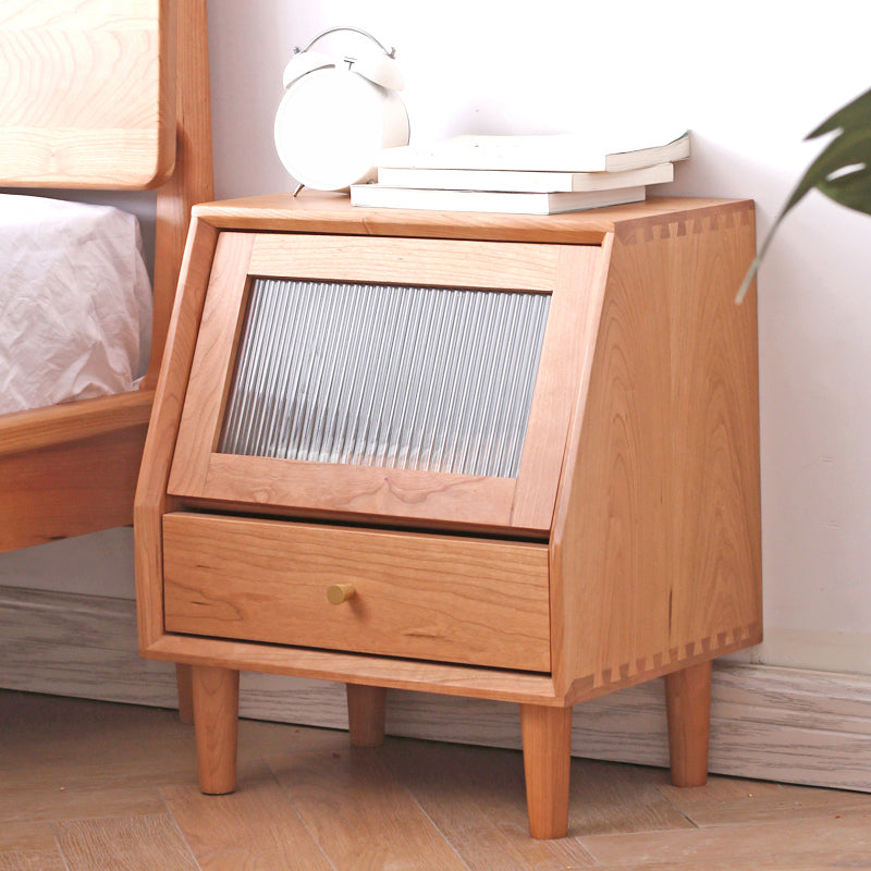 Modern Solid Wood Night Table Drawer Storage Bed Nightstand with Legs