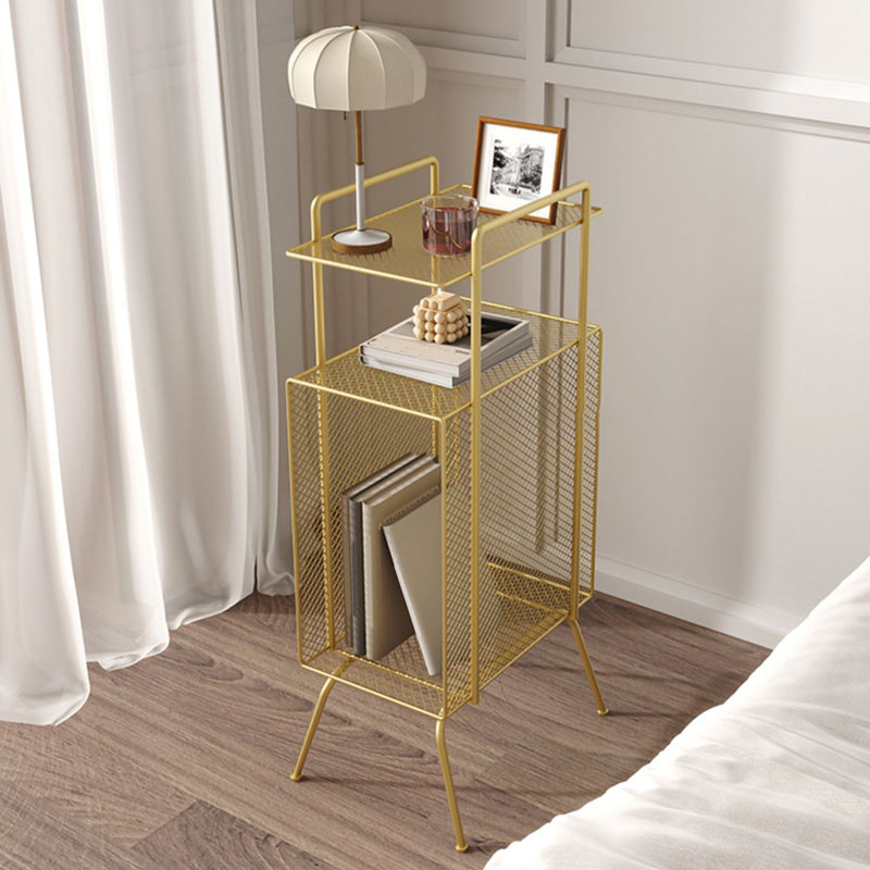 Metal Glam Bed Nightstand Open Storage Legs Included Night Table Shelving