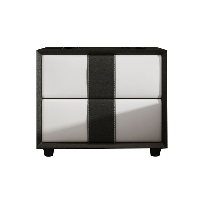 Rectangular Two Drawer Nightstand Contemporary 15.7" H Night Table