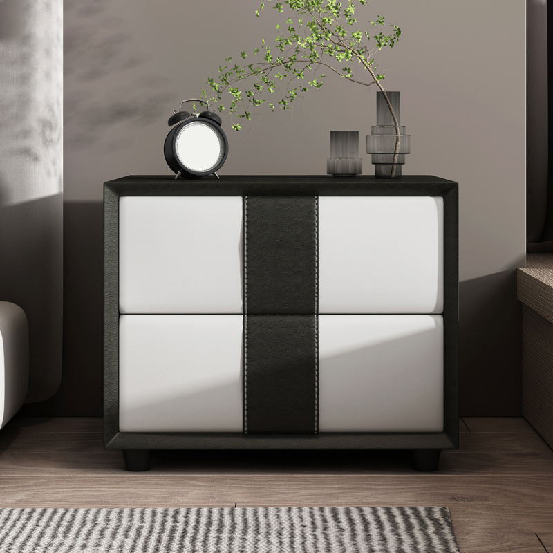 Rectangular Two Drawer Nightstand Contemporary 15.7" H Night Table