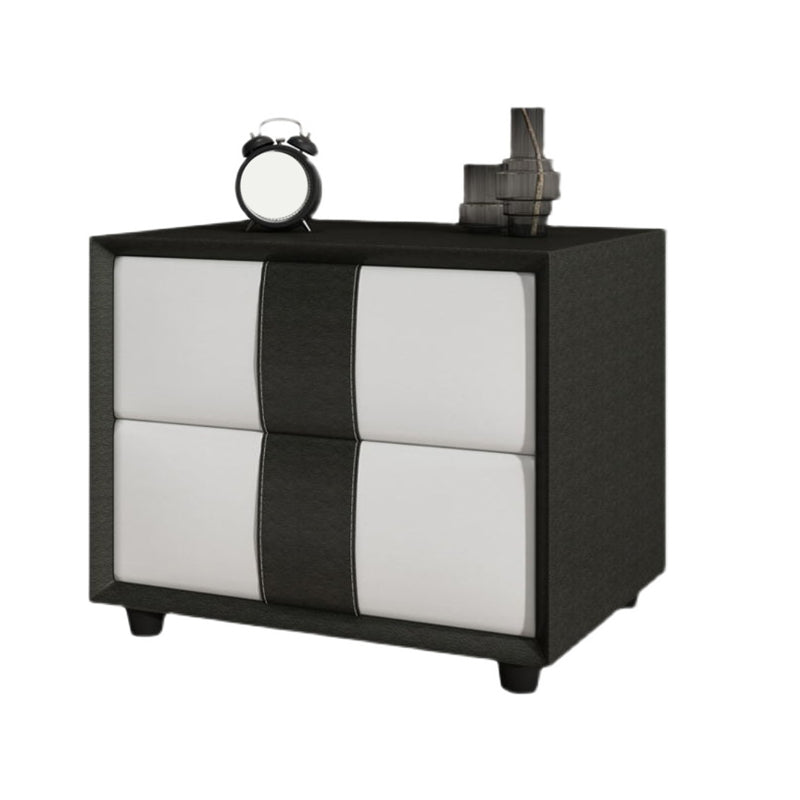 Rectangular Two Drawer Nightstand Contemporary 15.7" H Night Table