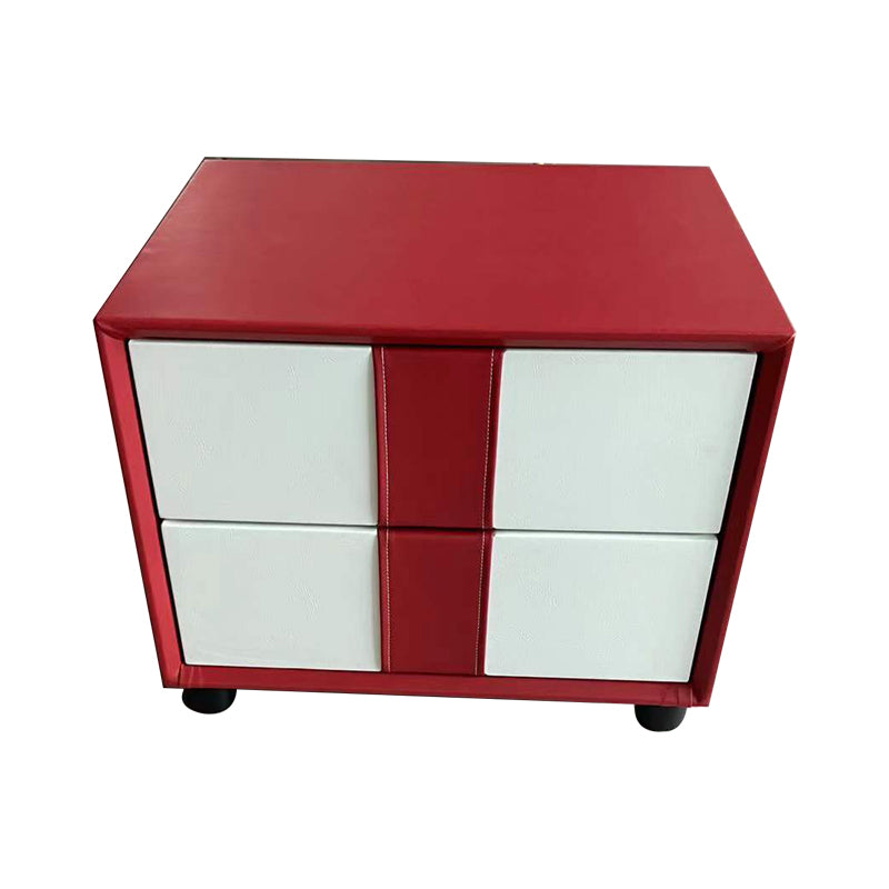 Rectangular Two Drawer Nightstand Contemporary 15.7" H Night Table