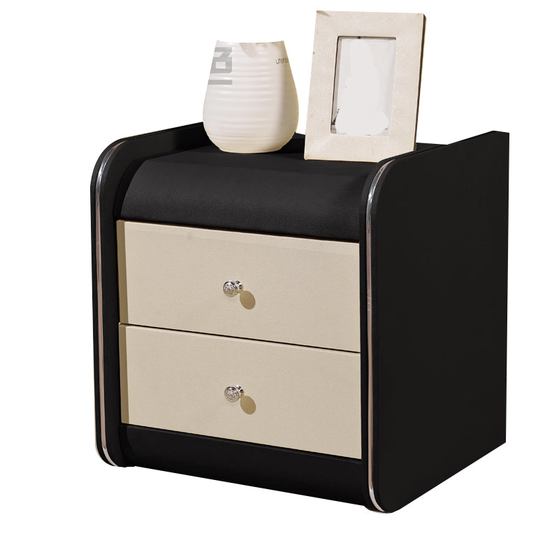 Rectangular 2 Drawers Nightstand Contemporary 18.9" H Night Table