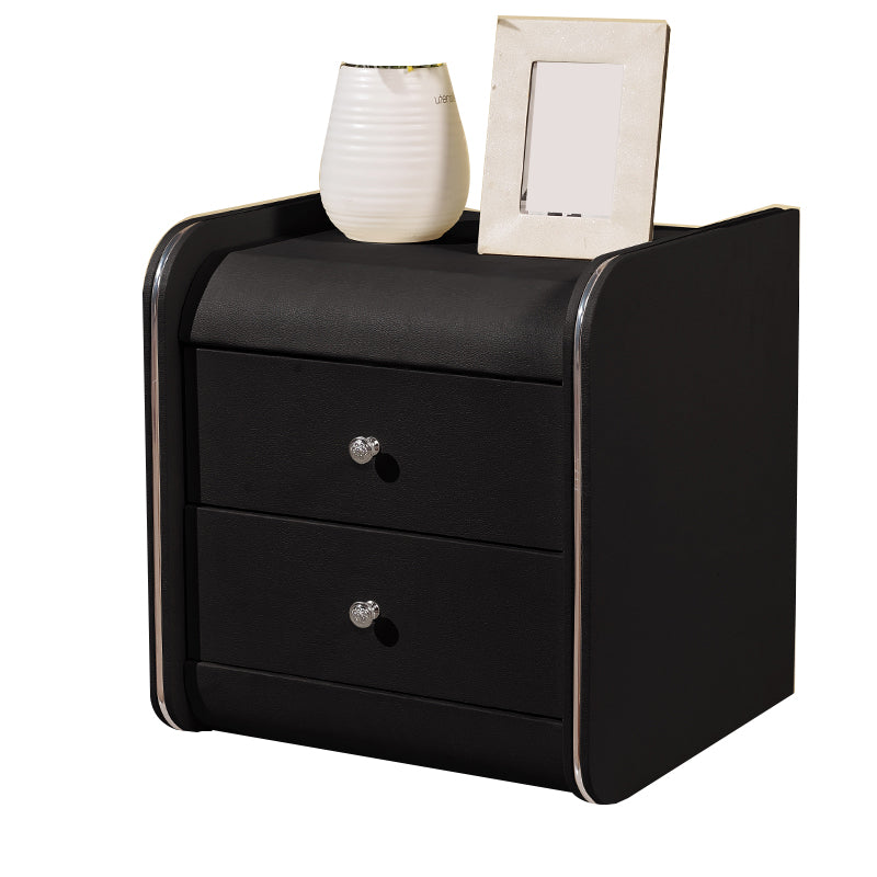 Rectangular 2 Drawers Nightstand Contemporary 18.9" H Night Table