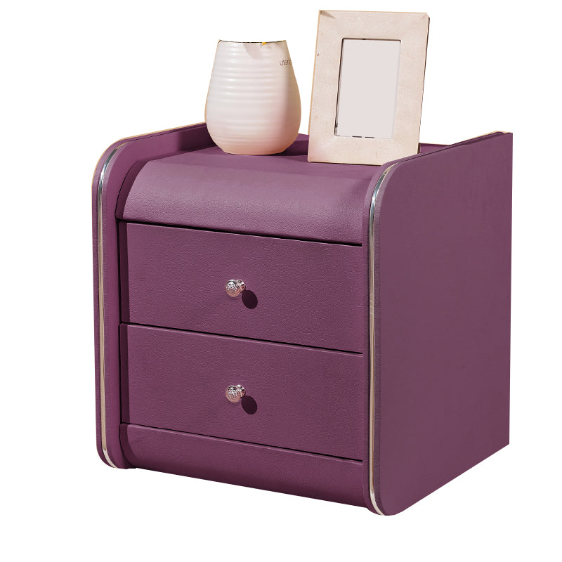 Rectangular 2 Drawers Nightstand Contemporary 18.9" H Night Table