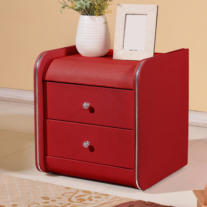 Rectangular 2 Drawers Nightstand Contemporary 18.9" H Night Table