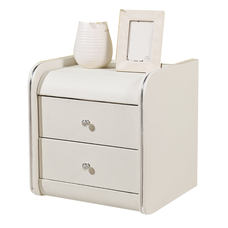 Rectangular 2 Drawers Nightstand Contemporary 18.9" H Night Table