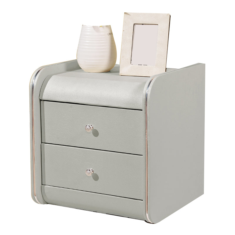 Rectangular 2 Drawers Nightstand Contemporary 18.9" H Night Table