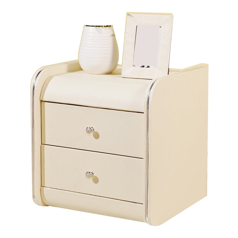 Rectangular 2 Drawers Nightstand Contemporary 18.9" H Night Table