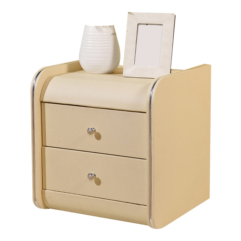 Rectangular 2 Drawers Nightstand Contemporary 18.9" H Night Table