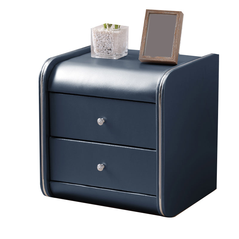 Rectangular 2 Drawers Nightstand Contemporary 18.9" H Night Table