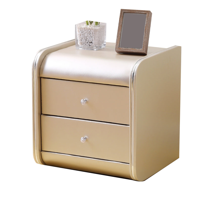 Rectangular 2 Drawers Nightstand Contemporary 18.9" H Night Table