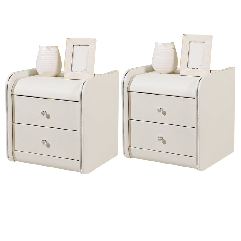 Rectangular 2 Drawers Nightstand Contemporary 18.9" H Night Table