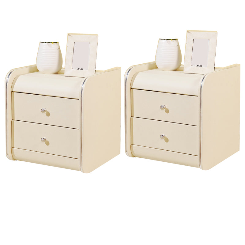 Rectangular 2 Drawers Nightstand Contemporary 18.9" H Night Table