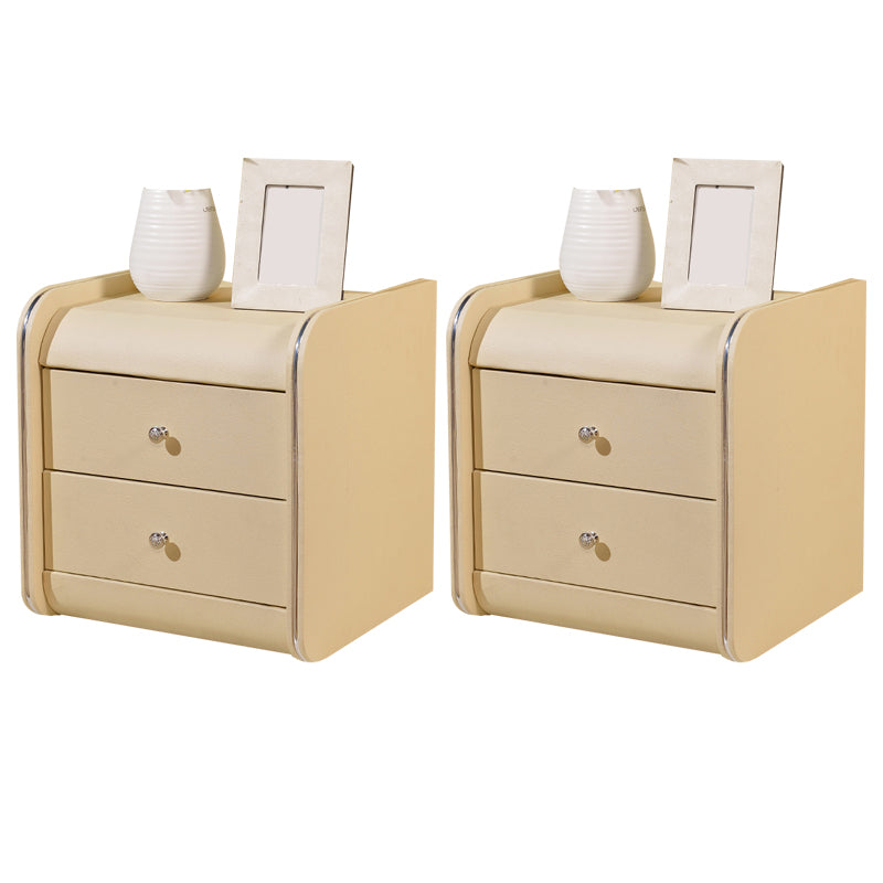 Rectangular 2 Drawers Nightstand Contemporary 18.9" H Night Table