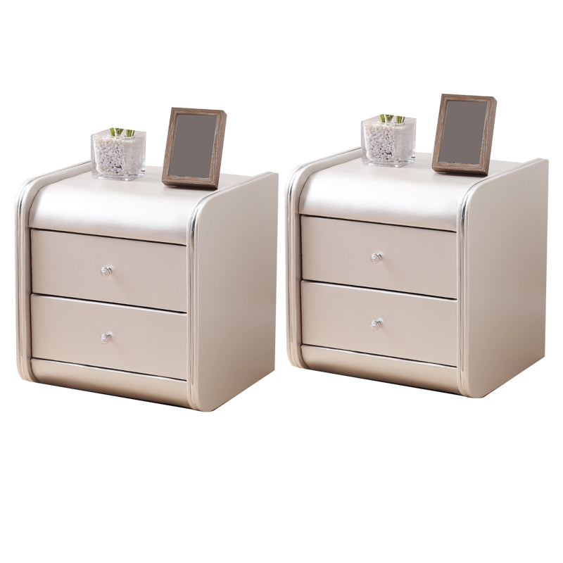 Rectangular 2 Drawers Nightstand Contemporary 18.9" H Night Table